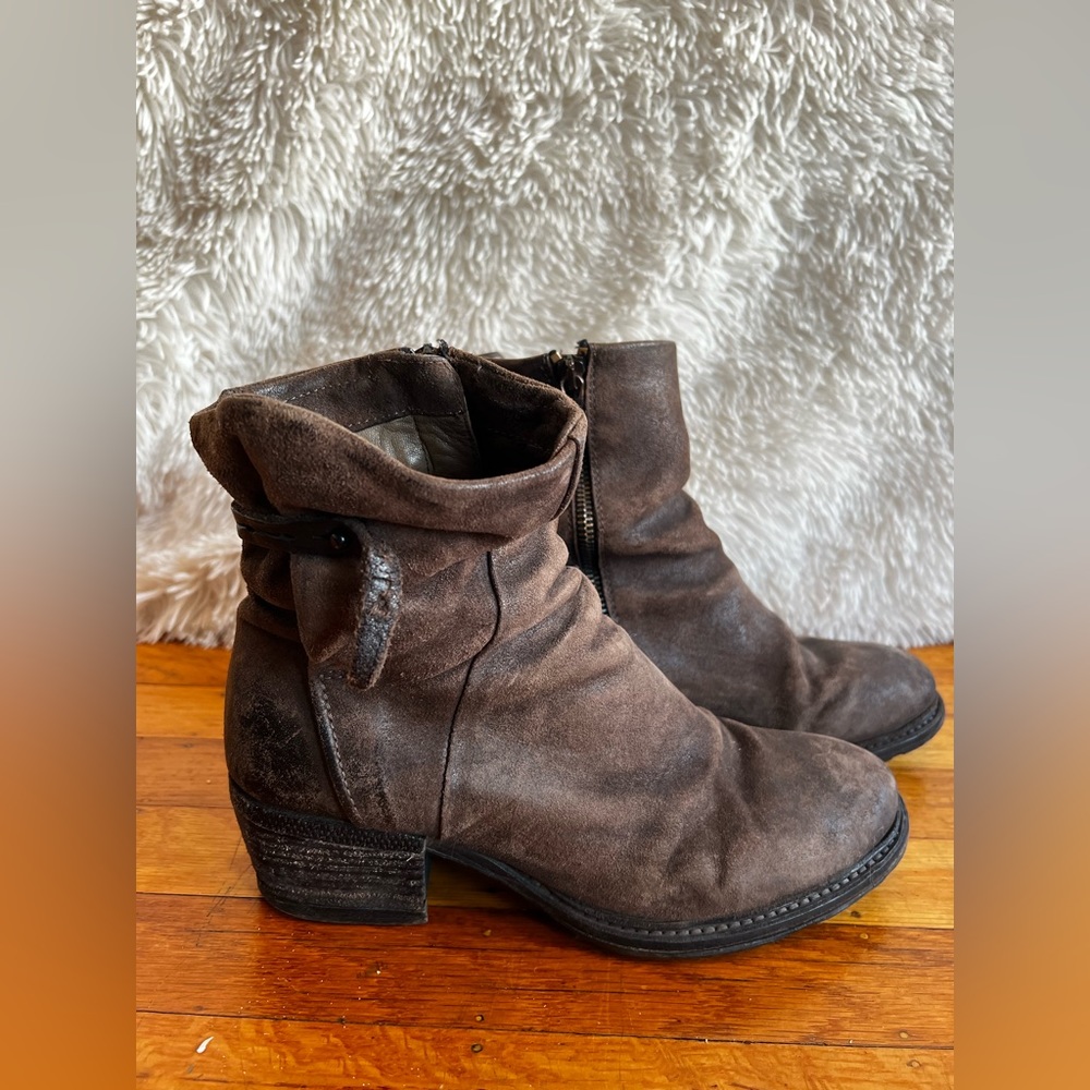 A.S.98 Brown Leather Ankle Boots - Picture 3 of 7